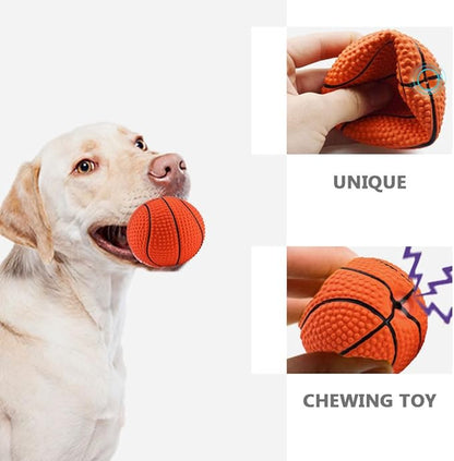 Dog Basketball Toy: Squeaky Dog Toy Puppy Teething Toys Cat Toy Latex Dog Sound Ball Soft Animal Toys