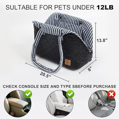 Small Dogs Under 12 lbs Adjustable Portable Center Console Car Seat, Built-in Bubble wrap, Fits Most Cars & SUVs with Convenient Handbag Functionality, Stylish Travel Pet Bag (Black) - Image 3