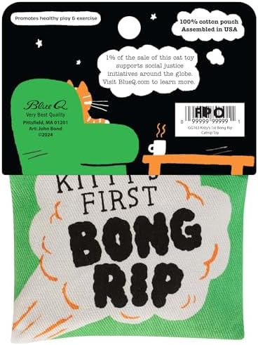 Blue Q Catnip - Cute Cat Toys for Biting w/Funny Graphics - First Bong Rip - Image 2