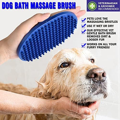 Dog Grooming Brush, Dog Shampoo Bath Brush Shedding Soothing Massage Rubber Comb for Long Short Haired Dogs and Cats 2pcs - Image 4