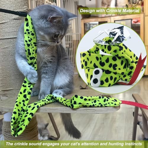 Interactive Cat Toy Wand with Catnip Mouse, Cat Teaser Wand Rainbow String for Bored Indoor Adult Cats and Kittens (3 Pack Snake) - Image 2