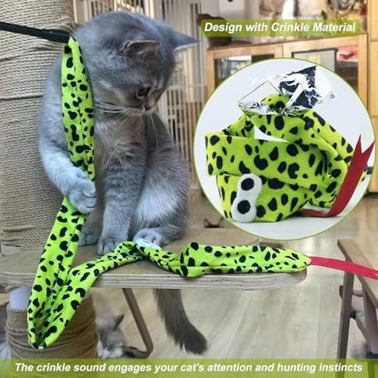 Interactive Cat Toy Wand with Catnip Mouse, Cat Teaser Wand Rainbow String for Bored Indoor Adult Cats and Kittens (3 Pack Snake) - Image 2