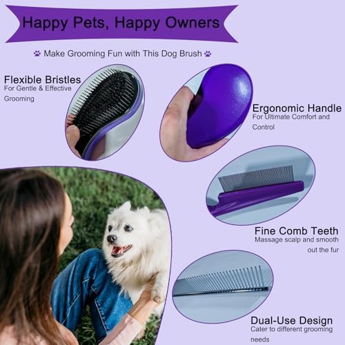 3 PCS Puppy Brush Grooming Kit (Dark Purple) - Image 3
