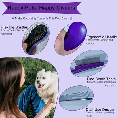 3 PCS Puppy Brush Grooming Kit (Dark Purple) - Image 3