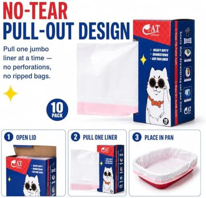 Jumbo Litter Box Liners, 10 Count Cat Litter Liners for Litter Box, Heavy Duty Litter Box Bags Liners, Thickness, Handy Drawstring, Leak-Proof (10 Count, Unscented) - Image 3