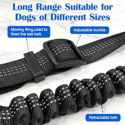 Black Adjustable Dog Car Safety Seat Belt with Elastic Cushion Leash & Anti-Tangle Metal Buckle - Image 5