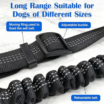 Black Adjustable Dog Car Safety Seat Belt with Elastic Cushion Leash & Anti-Tangle Metal Buckle - Image 5