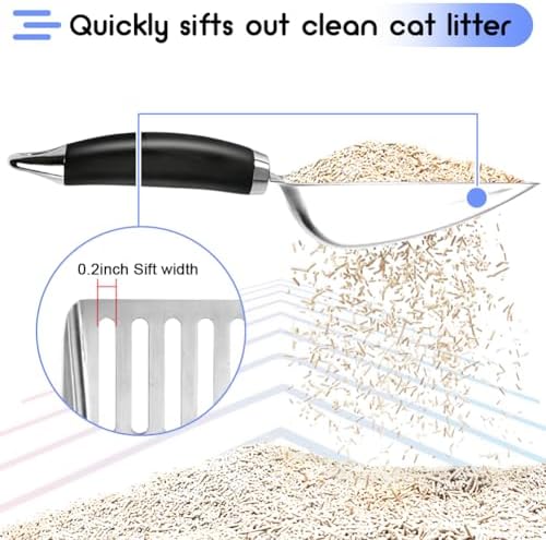 Stainless Steel Cat Litter Scoop,Metal Cat Litter Scoop,Kitty Metal Scooper,Sturdy Mesh Scooper,Suitabla cat Scooper for Cat Litter Box(Sliver) - Image 4