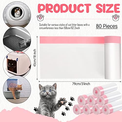 Jutom 80 Count Cat Litter Box Liners 31x18 Large Drawstring Bags - Image 2