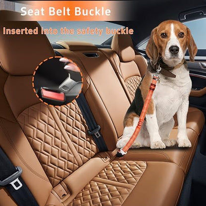 Seyezo Dog Car Seat Belt for Car, 2 Piece Set Retractable Dog Car Harness Adjustable Reflective Dog Seatbelt for Vehicle Headrests, Dog Safety Restraint Seatbelt Heavy Duty& High Elastics, Orange - Image 4