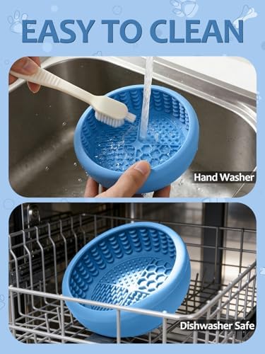 Dog Lick Bowl with Brush and Scraper, Anxiety Relief Lick Mat for Dogs, Non-Slip Freeze Licking Bowl Enrichment Puzzle Feeder for Distraction, BPA Free Silicone, Dishwasher Safe - Image 4