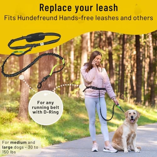 Hundefreund Hands-Free Dog Leash Replacement Bungee (47–67”) – Extension for Medium & Large Dogs – Shock-Absorbing with Dual Handles & Reflective Stitching (Green) - Image 4