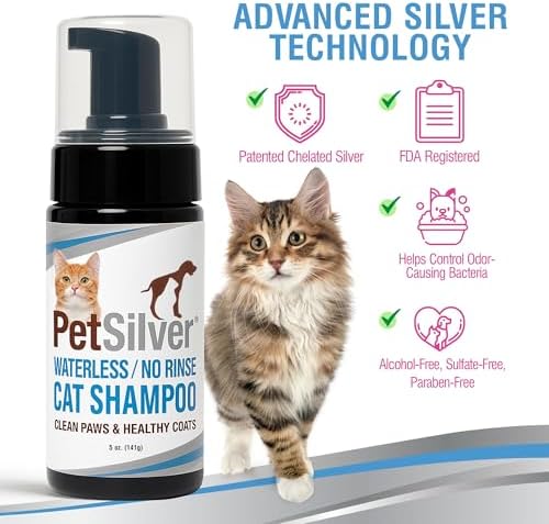 PetSilver Waterless Cat Shampoo, Sensitive Skin, Fragrance-Free, 5 fl oz - Image 3