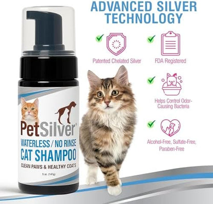 PetSilver Waterless Cat Shampoo, Sensitive Skin, Fragrance-Free, 5 fl oz - Image 3