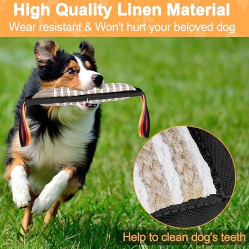 ToLanbbt Dog Tug Toy Dog Bite Jute Pillow Pull Toy with 2 Strong Handles Perfect for Tug of War, Puppy Interactive Play, Tear Resistant Bite Training Toys for Small Medium Large Dogs (Black Flag) - Image 3