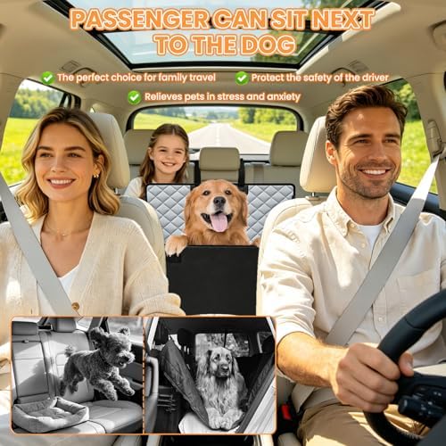 Large Dog Car Seat, Back Seat Extender for Dogs with Mesh Windows, Foldable Pet Car Seat with Hard Bottom, Waterproof Pet Seat Cover for Cars, Trucks and SUVs - Image 7