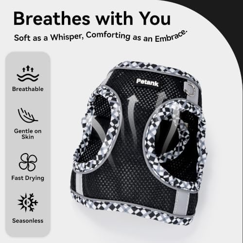 Petank Dog Harness for Small Medium Dogs No Pull, Puppy Harness and Leash Set, Step in Dog Harness for Walking, Running, Training(Black, S) - Image 3