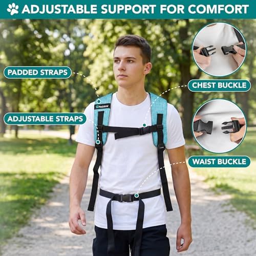 PetAmi Expandable Dog Backpack Carrier for Cats & Pets, Breathable Cat Carrier Backpack with Top Window & Multi-Entry, Ventilated Foldable Travel Carrier for Small Medium Pets up to 18 lbs, Teal Blue - Image 6
