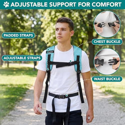 PetAmi Expandable Dog Backpack Carrier for Cats & Pets, Breathable Cat Carrier Backpack with Top Window & Multi-Entry, Ventilated Foldable Travel Carrier for Small Medium Pets up to 18 lbs, Teal Blue - Image 6