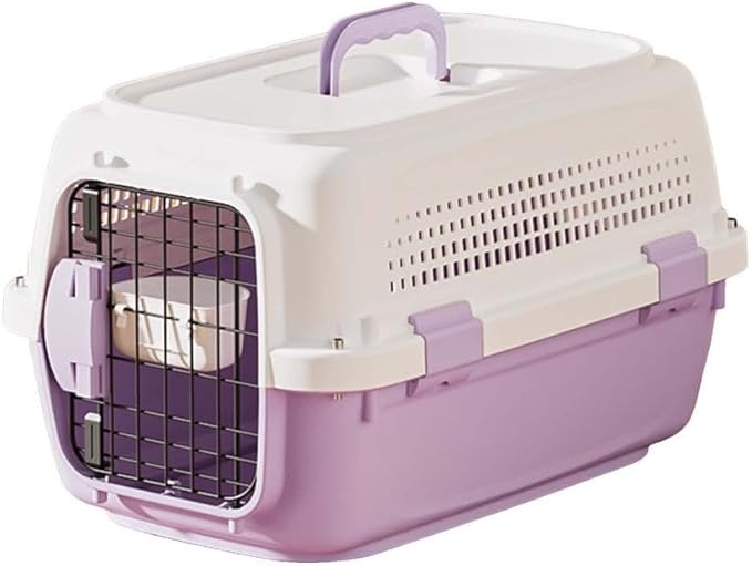 Cat Travel Carrier, Airline Pet Carrier, Portable Dog Crate, Hard Shell Kennel for Cats & Small Dogs, 360° Ventilation, Car Travel, Outdoor Hiking & Air Cargo Approved (Purple)