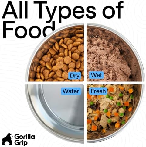 GORILLA GRIP Dog Bowl, Food Grade Stainless Steel Water Bowls, 2 Cup Gray - Image 7