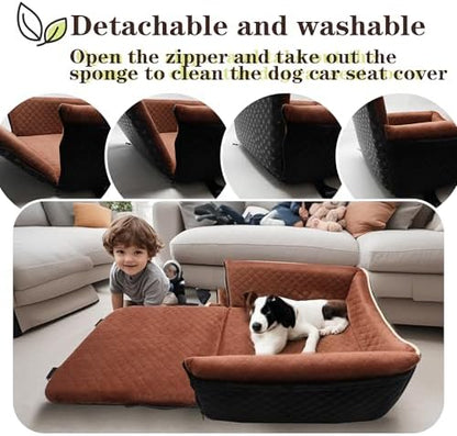 Dog Car Seat Bed 2 in 1 for Small/Medium Dogs up to 35 lbs,Adjustable Safety Leashes,Memory Foam with Soft Fabric Pets Travel Car Bed,Easily Installed in Front and Back seat,Removable and Washable. - Image 5