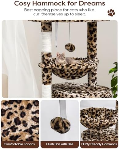 SYANDLVY Small Leopard Print Cat Tree for Indoor Cats, Modern Cat House - Image 4