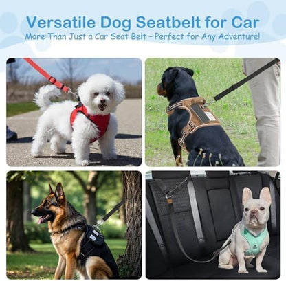 3 Pack Dog Seat Belt for Car, Car Headrest Restraint Adjustable Nylon Fabric, Dog Restraints Vehicle Seatbelts Harness (Black & Red & Purple) - Image 3