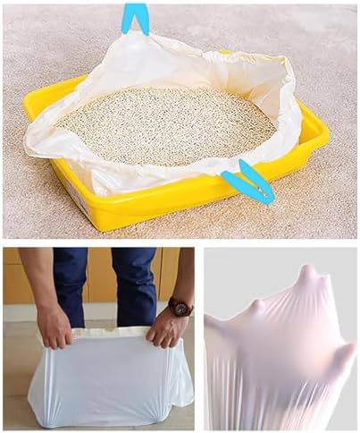 20 Count Cat Drawstring Litter Box Liners 26.6x16.7 inches 2Mils Super Thick for Self-Cleaning Litter Box Cat Litter Pan Trays (Blue Drawstring 20 count) - Image 3