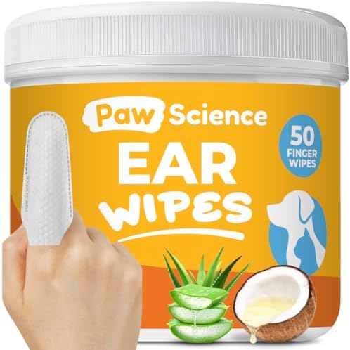Paw Science Dog Ear Cleaner Wipes – Finger Wipes for Dogs & Cats – Cleaning, Soothing, & Deodorizing Itchy Ears – Pet Ear Relief Solution (Coconut) by PawScience