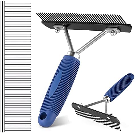 Long Tooth Grooming Undercoat Rake + Stainless Steel Shedding Comb by Tsxurepaw