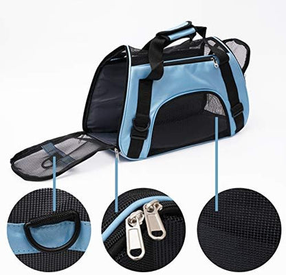 MuchL Pet Carrier Soft-Sided Carriers for Cat Carriers Dog Carrier for Small Medium Cats Dogs Puppies Pet Carrier Airline Approved Cat Dog Pet Travel Carrier (Small, Blue) - Image 5