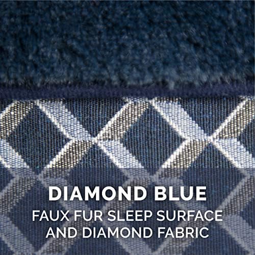 Furhaven Pillow Dog Bed for Medium/Small Dogs w/ Removable Bolsters & Washable Cover - Plush & Woven Decor Comfy Couch Sofa - Diamond Blue, Medium - Image 4