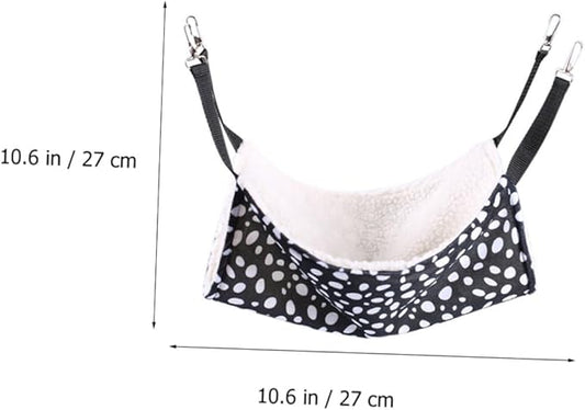 Double-Sided Breathable Cat Hammock Bed Small 27x27cm Reversible Hanging Cat Sleeping Mat for Indoor Pet with Black and White Polka Pattern