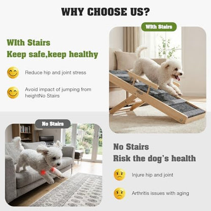 Upgraded Dog Ramp for Couch, Foldable Wooden Pet Ramp, Portable Pet Steps - Image 4
