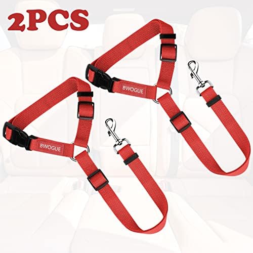 BWOGUE 2 Pack Dog Seat Belt for Car, Headrest Restraint Safety Strap, Red - Image 2