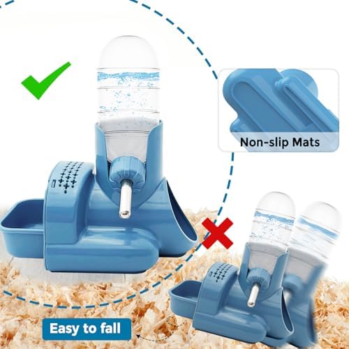 VANNON 3-in-1 Hamster Water Bottle with Food Bowl & Hideout Base, Blue - Image 5