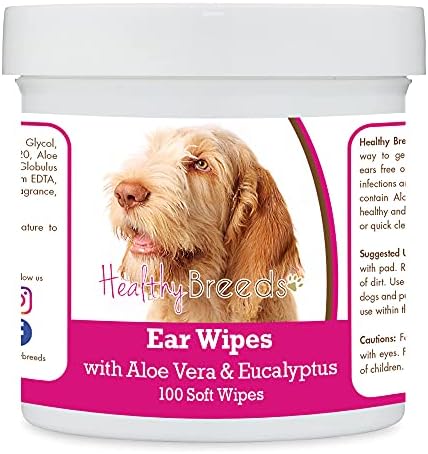 Healthy Breeds Spinoni Italiani Ear Cleaning Wipes with Aloe & Eucalyptus for Dogs 100 Count by HealthyBreeds