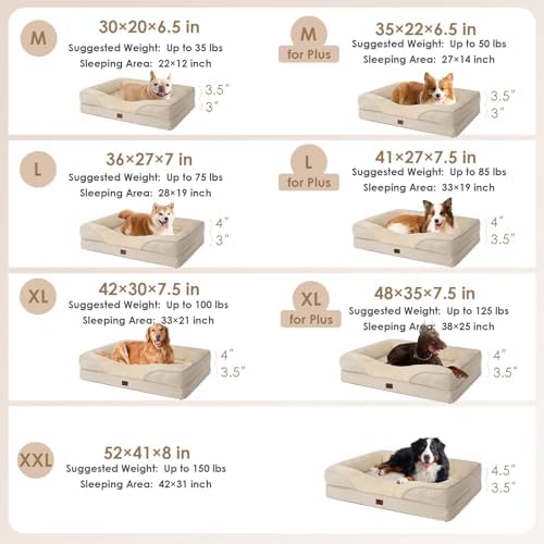 EHEYCIGA Orthopedic XL Dog Bed for Large Dog, Memory Foam Dog Couch, Beige - Image 5