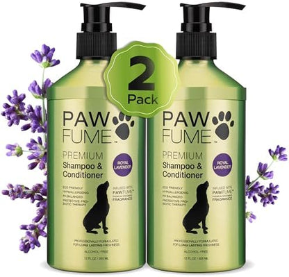 PAWFUME Dog Shedding Shampoo and Conditioner, Royal Lavender, 2-Pack by Pawfume