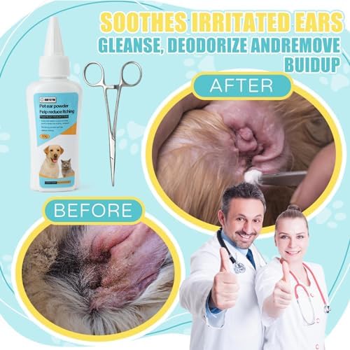 Dog Ear Powder for Hair Removal & Ear Plucking, Professional Ear Powder for Dogs Grooming, Helps Remove Excess Ear Hair Easily, Improves Grip for Safe Dog Ear Care and Maintenance - Image 2