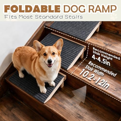 Foldable Dog Ramp for Stairs, Wooden Dog Stairs for Small Dogs - Image 5
