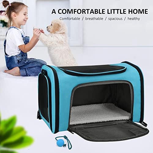 Henkelion Pet Carrier for Small Medium Cats Puppies up to 15 Lbs, Airline Approved Small Dog Travel Puppy Carrier Soft Sided, Collapsible - Blue - Image 7