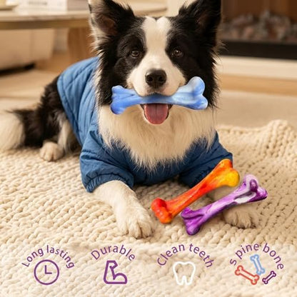 3 Pack Dog Chew Toys for Aggressive Chewers, Tough Bone - Image 2