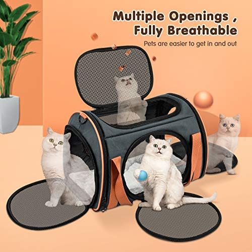 Cat Carrier TSA Airline Approved with Ventilation for Small Medium Cats Dogs Puppies, Dog Carrier with Big Space, 5 Mesh Windows, 4 Open Doors for Comfortable Travelling. - Image 2