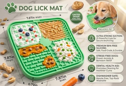 Lick Mat for Dogs and Cats, Food Grade Silicone Slow Feeder Mat with Strong Suction for Grooming, Bathing and Anxiety Relief, BPA-Free Pet Feeding Mat for Dental Care - Image 6