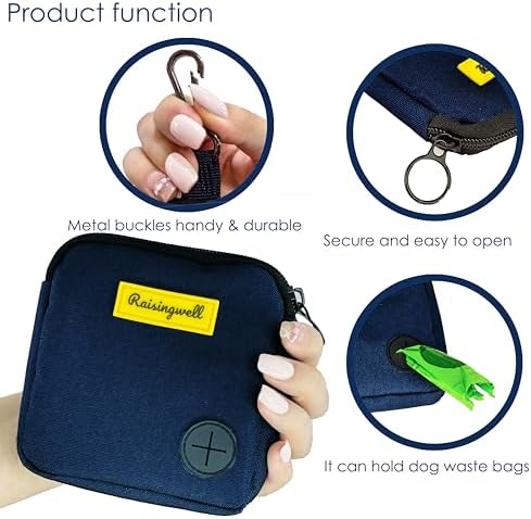 Raisingwell Dog Treat Pouch for Pet Walking and Training with Clicker Poop Bags Small Fanny Zipper Pack Holder for Puppy Snack Dispenser Kit for Leash and Outdoor Use (Blue) - Image 4