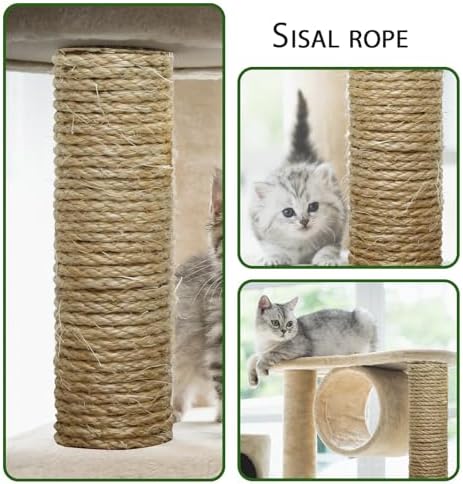 Cat Natural Sisal Rope 8mm 98-Feet for Scratching Post Tree Tower Replacement Repair and Replace, DIY Hemp Twine Rope for Cat Scratching Furniture Window Perch and Crafts Gardening Home Decorating - Image 2