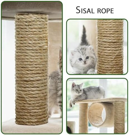 Cat Natural Sisal Rope 8mm 98-Feet for Scratching Post Tree Tower Replacement Repair and Replace, DIY Hemp Twine Rope for Cat Scratching Furniture Window Perch and Crafts Gardening Home Decorating - Image 2