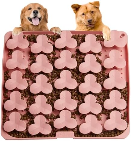 Puzzle Feeder Snuffle Mat for Dogs, Lick Mat for Dogs to Slow Down Eating, Dog Puzzle Toys for Large and Medium Breed Dogs, Silicone Dog Bowls for Dry, Wet, Raw Food, Pink by PuzzleFeeder